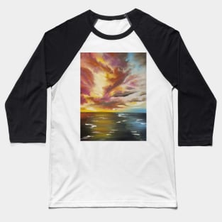 Sky Fire, Fire in the Sky, Skyscape, Seascape, Sunrise, Sunset painting, Sunset Artwork, Sunset Decor, Coastal Decor, Beach Decor Baseball T-Shirt